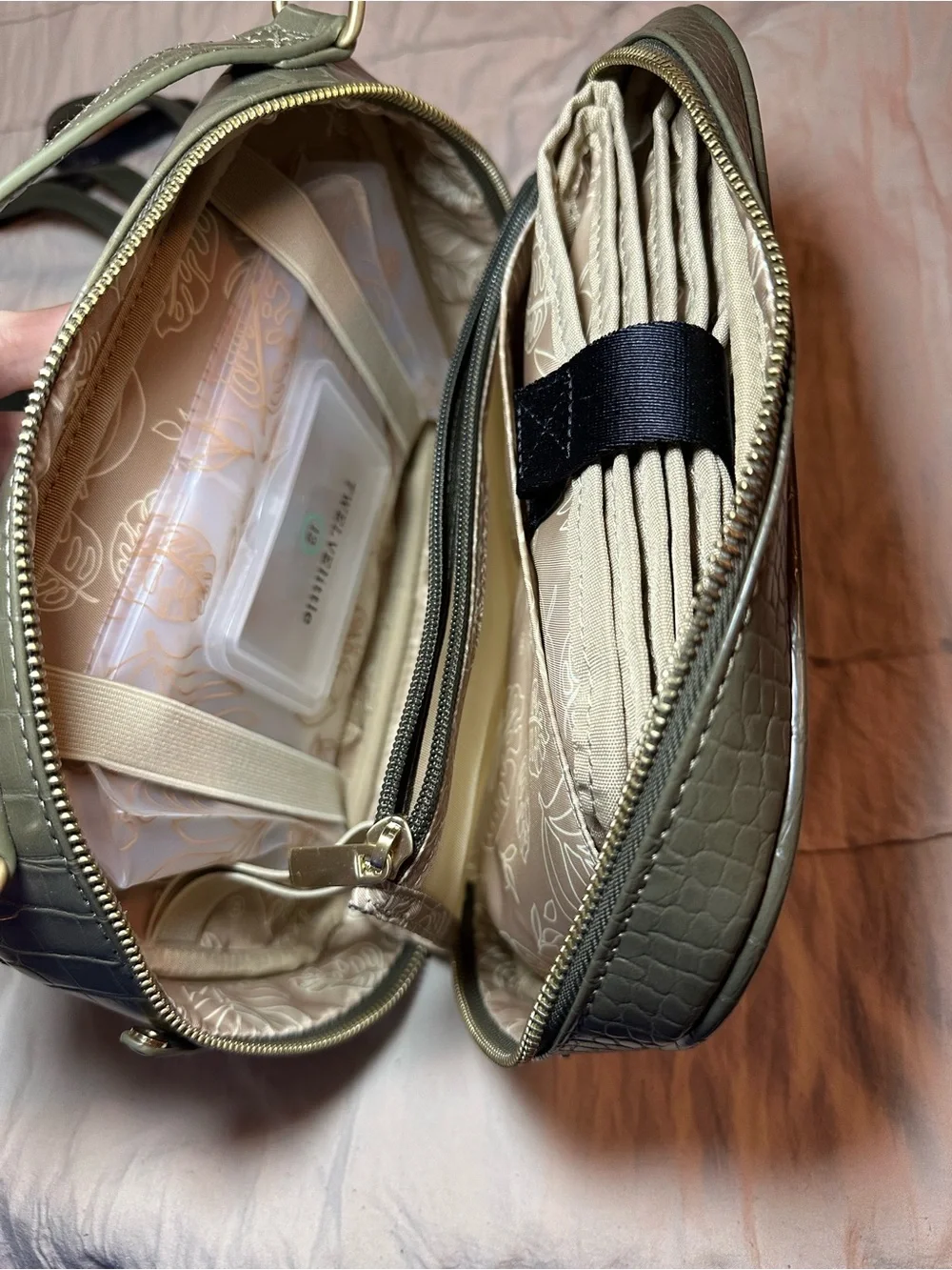 Twelve Little Olive Croc-Embossed Crossbody Bag